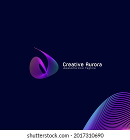 Plantilla de vector de color gradiente de línea de logotipo de la letra D