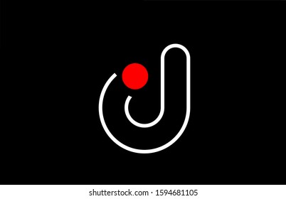 letter d logo line black background alphabet design icon for business with red dot. Suitable for a company logotype