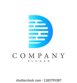 Letter D Logo With Line Shape, Technology Logo Design, Fast Letter D Logo