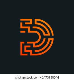 letter D logo , maze design