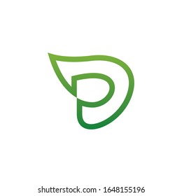 letter d logo minimalist with green template