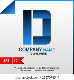 Letter D Logo modern Blue color for the business or icon .  Letter D Design Vector. isolated on the gray gradien background 