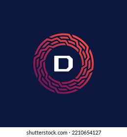 letter D logo modern technology emblem.