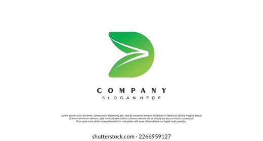 Logo de la carta D con diseño de concepto de naturaleza y vector de primera calidad de elemento único