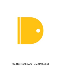 The letter D logo with a negative door and a white background