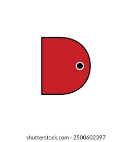 Das Buchstabe D-Logo mit einer negativen Tür und weißem Hintergrund
