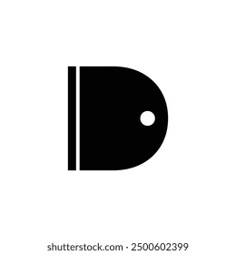 The letter D logo with a negative door and a white background