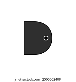 La letra D logo con una puerta negativa y un fondo blanco