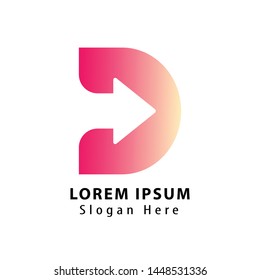 Letter D logo with negative space arrow logo for transportation, delivery company etc.