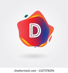 Letter D Logo on the colorful background. A Letter Alphabet Design with colorful splat and liquid background.