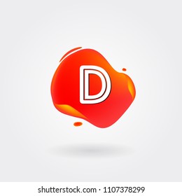 Letter D Logo on the colorful background. A Letter Alphabet Design with colorful splat and liquid background.