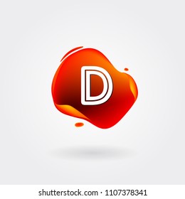 Letter D Logo on the colorful background. A Letter Alphabet Design with colorful splat and liquid background.