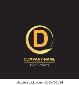letter d logo. orange in luxury gold circle. vrctor design