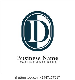 Logo de la letra D en forma ovalada. Icono de negocios de Alphabet D en forma redonda