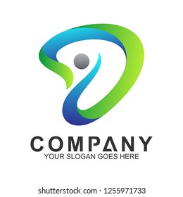 letter D logo with people shape