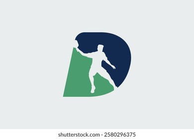 Letter d logo with pickleball player silhouette. It is good for team logo, club, shirt, sticker, etc.