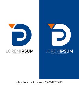 Letter D logo and play design combination, flat style