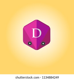 Letter D logo with polygon background