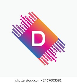 letter D Logo with Pulse music player element. Logo template electronic music, equalizer, dj, nightclub, disco. Audio wave logo concept, Multimedia