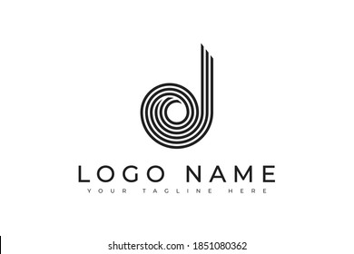 letter d logo with roll striped style concept vector design, for your brand identity