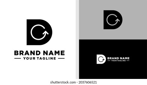 LETTER D LOGO ROUTINE NEGATIVE SPACE EDITABLE