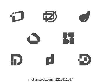 Letter D Logo set, Logo Letter D set modern and creative branding idea collection for business company. simple logos, minimalist, abstract vector design, icon and favicon for brand identity, logo D, D