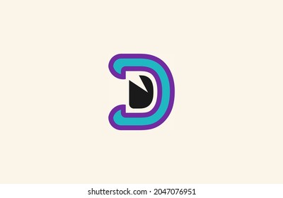 Letter D Logo Simple Eye Monster Abstract