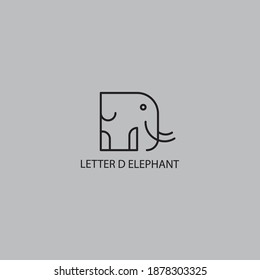 letra d logotipo ilustración de línea simple plantilla de diseño elefante símbolo de signo vectorial