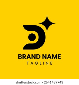 Letter D logo with a star placed at the top corner, representing growth and excellence. A great visual for forward-thinking, creative, and digital business identities.