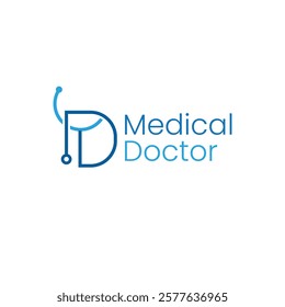 letter D logo with stethoscope icon medical healthcare logo