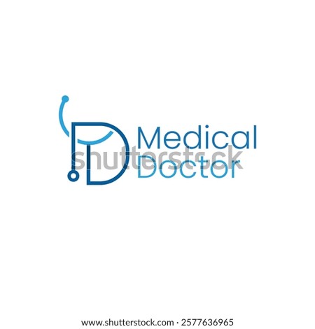 letter D logo with stethoscope icon medical healthcare logo