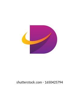 letter d logo with swoosh element template