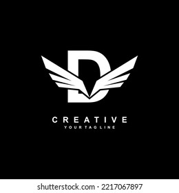 
letter D logo template design with wings. D creative logo with wings. modern logotype symbol. wing logo. vector symbol of freedom. flying icon