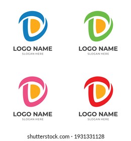 letter D logo template with flat colorful style