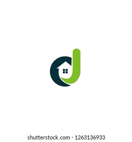 Letter D logo template with House