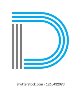 Letter D Logo Template with Lines. Simple and Minimalist Logo. Editable Vector Template