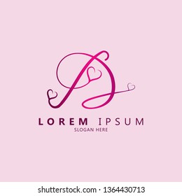 Letter D logo template love Vector