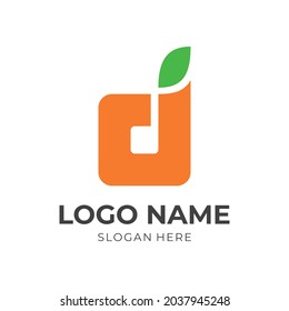 letter d logo template with orange and green color style