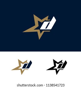 Letter D logo template with Star design element. Vector illustration. Corporate branding identity