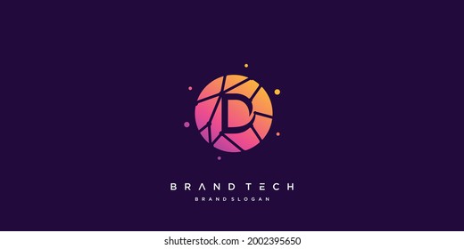 Letter D logo template for techonology company Premium Vector part 6