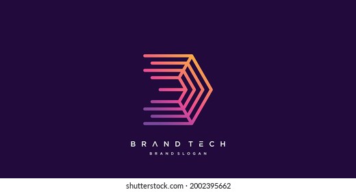 Letter D Logo-Vorlage für das Technologieunternehmen Premium Vector Part 4