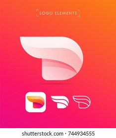 Letter D logo template. Vector abstract origami style. Application icon