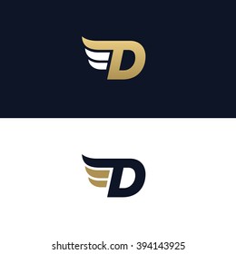 Letter D logo template. Wings design element vector illustration. Corporate branding identity