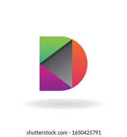 letter d logo with triangle color template