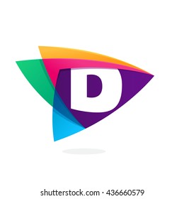 Letter D logo in triangle intersection icon. Multicolor vector alphabet letters for app icon, corporate identity, card, labels or posters.