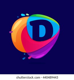 Letter D logo in triangle intersection icon. Colorful vector design for app icon, corporate identity, card, labels or posters.