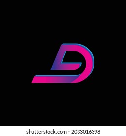 Der Buchstabe D Logo Typ mit modernen Formen und Farben eignet sich für Technologieunternehmen