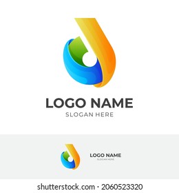 letter d logo vector with 3d colorful style