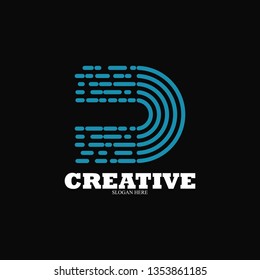 letter D logo vector circle speed template
