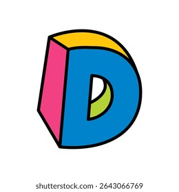 letter D logo vector colorful playful isolated on white background
